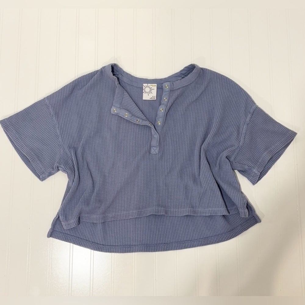 Offline By Aerie Blue Waffle Knit Shirt